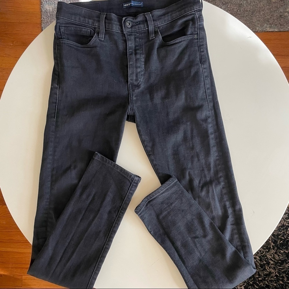Levi’s Made & Crafted 501 Slim Jeans Size 29x34 Black Rinse Big E Blue Tab - Picture 3 of 13